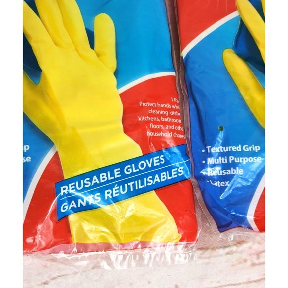 Brillo Basics Large Textured Grip Yellow Latex Reusable Gloves - Multi Purpose - Picture 4 of 8